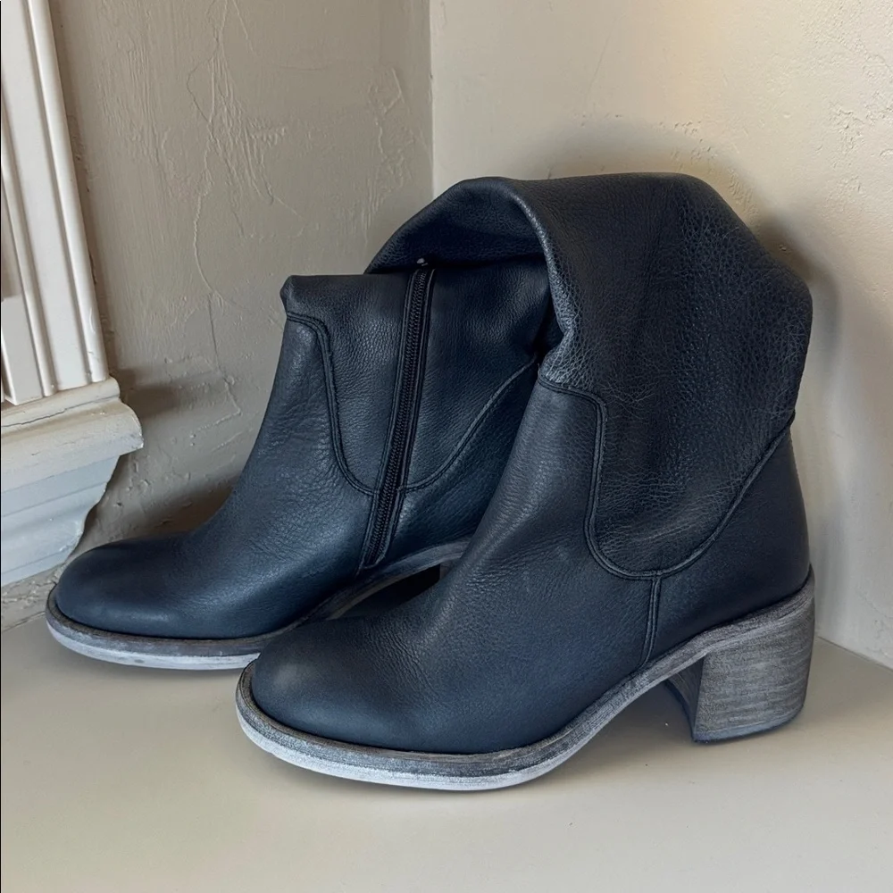 Free People Black Leather Knee-High Boots